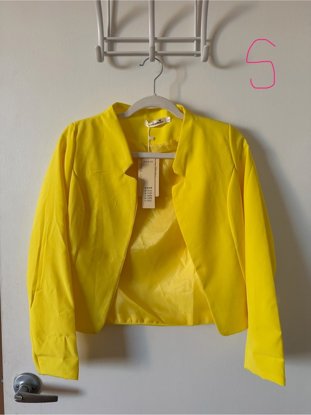 Bright Yellow Women's Cropped Open-Front Jacket